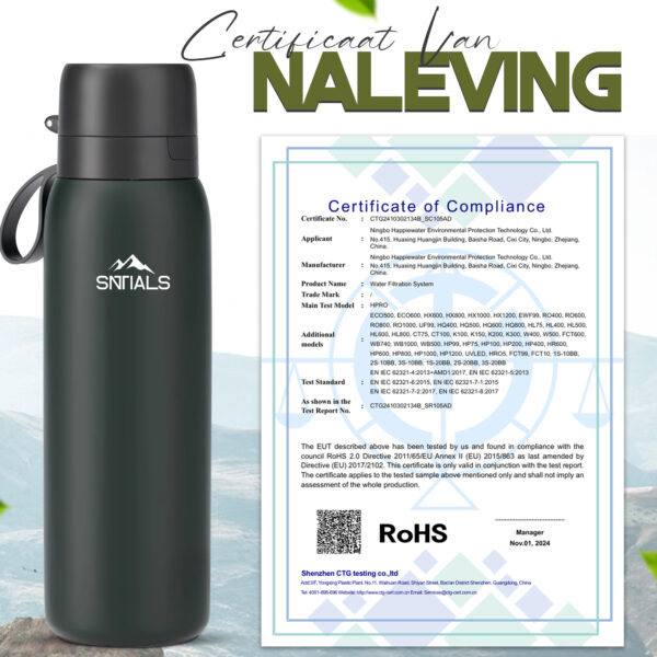 SNTIALS Waterfles met Filter – RVS | 750ml - Afbeelding 4